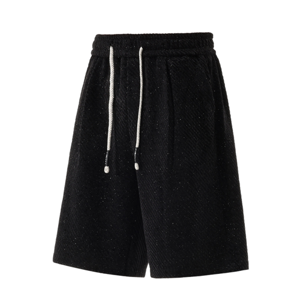 1 Men's Gray Textured Casual Shorts with Drawstring Waist