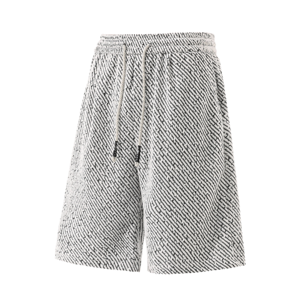 3 Men's Gray Textured Casual Shorts with Drawstring Waist