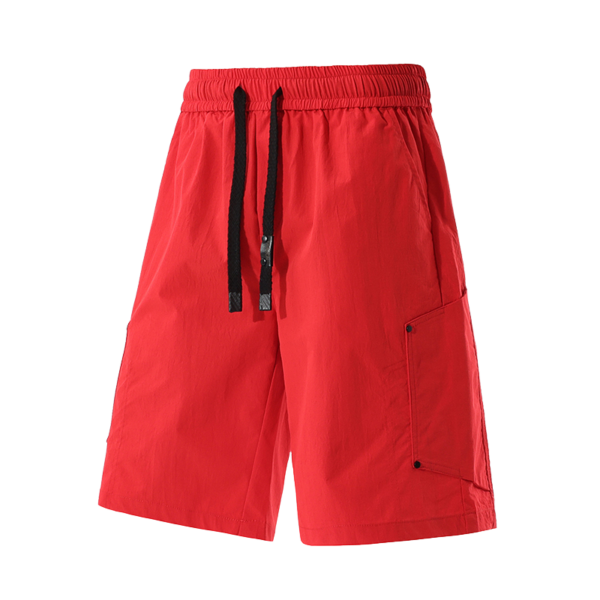 3 Men's Red Casual Shorts with Elastic Drawstring Waist