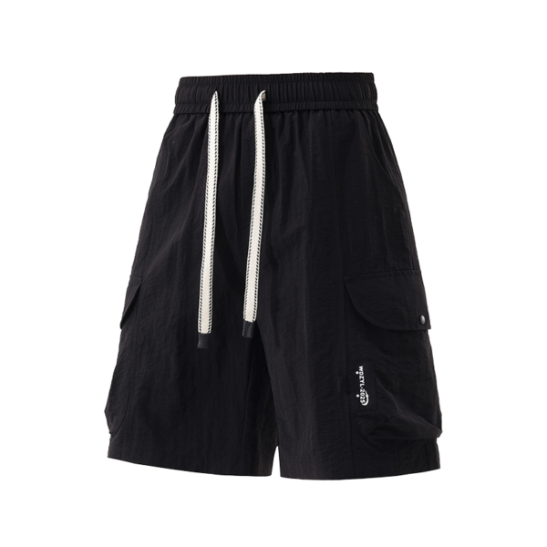 png (3) Men's Purple Cargo Shorts with Elastic Drawstring Waist