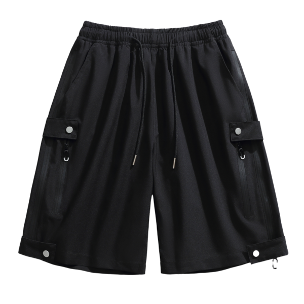 Men's Khaki Cargo Shorts with Elastic Drawstring Waist