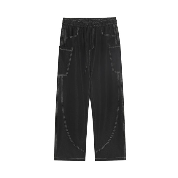 白底图 Loose-Fit Baggy Jeans with Elastic Drawstring Waist