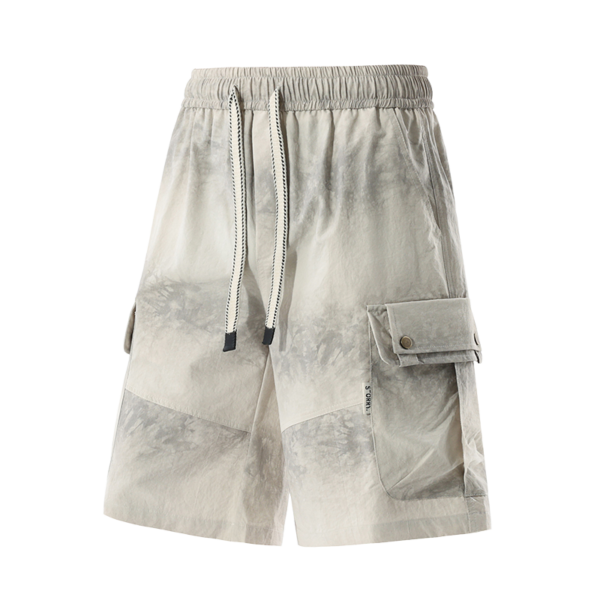 3 Men's Light Beige Cargo Shorts with Drawstring Waist