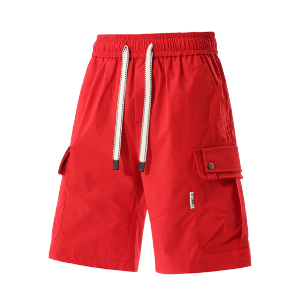 5 Men's Light Beige Cargo Shorts with Drawstring Waist