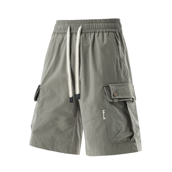 9 Men's Light Beige Cargo Shorts with Drawstring Waist